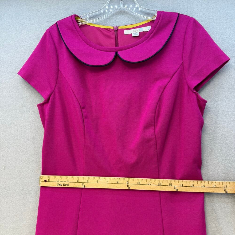 Boden Dress Women's 10 L Magenta Navy Short Sleave Sheath Dress Lined EUC - Picture 9 of 9